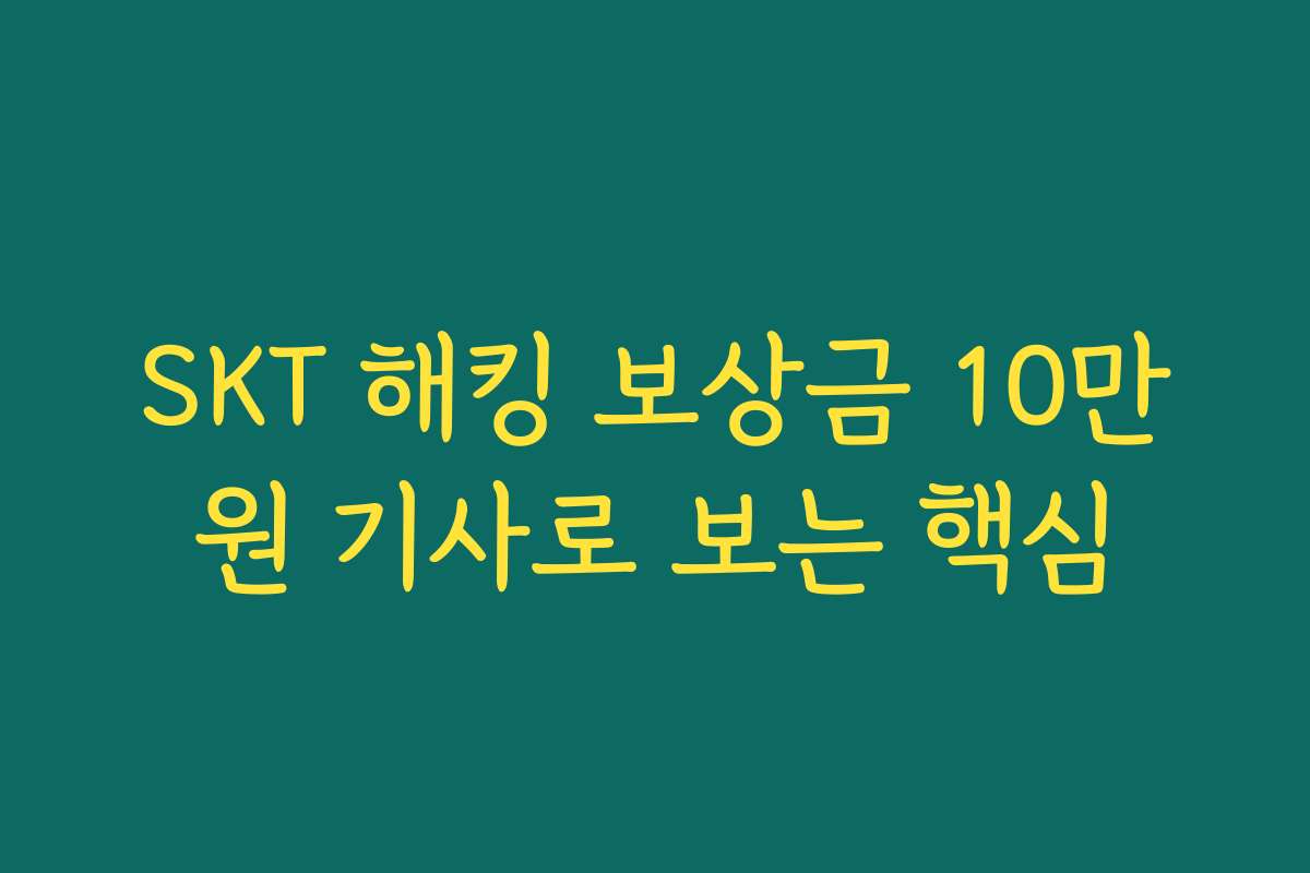 SKT 해킹 보상금 10만원 기사로 보는 핵심