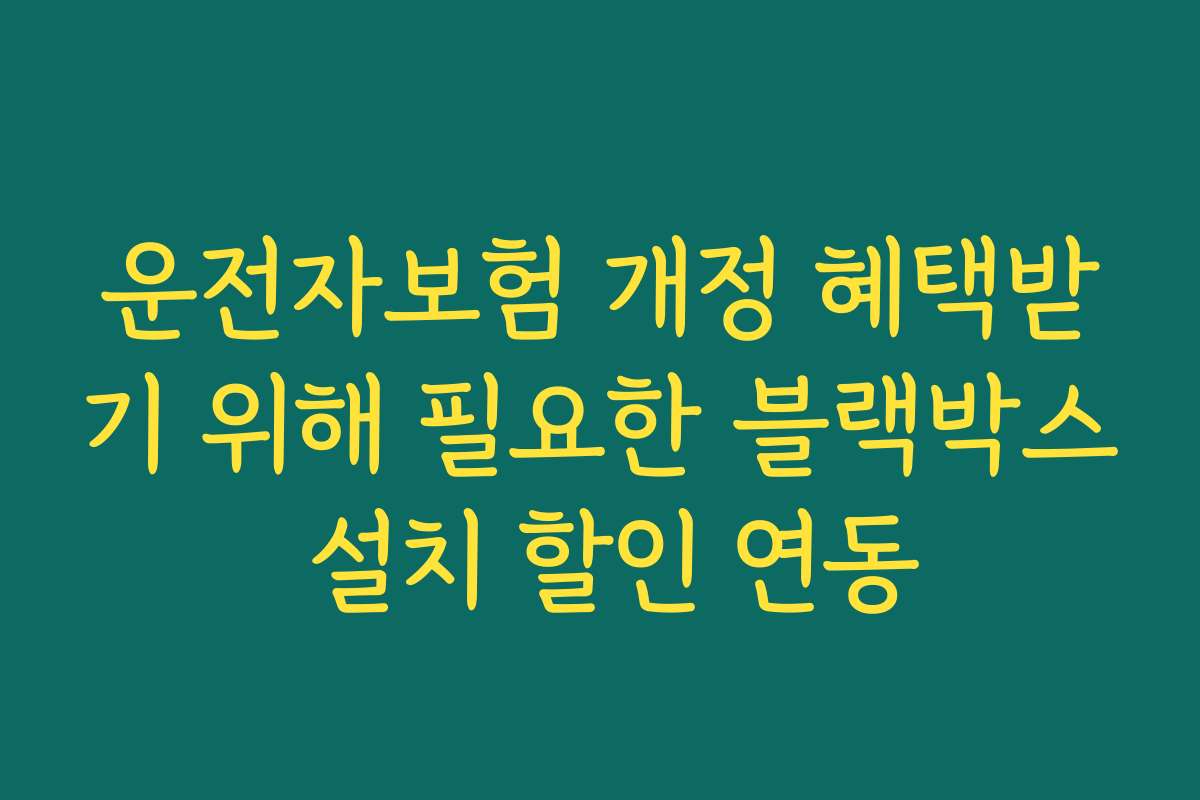 운전자보험 개정 혜택받기 위해 필요한 블랙박스 설치 할인 연동