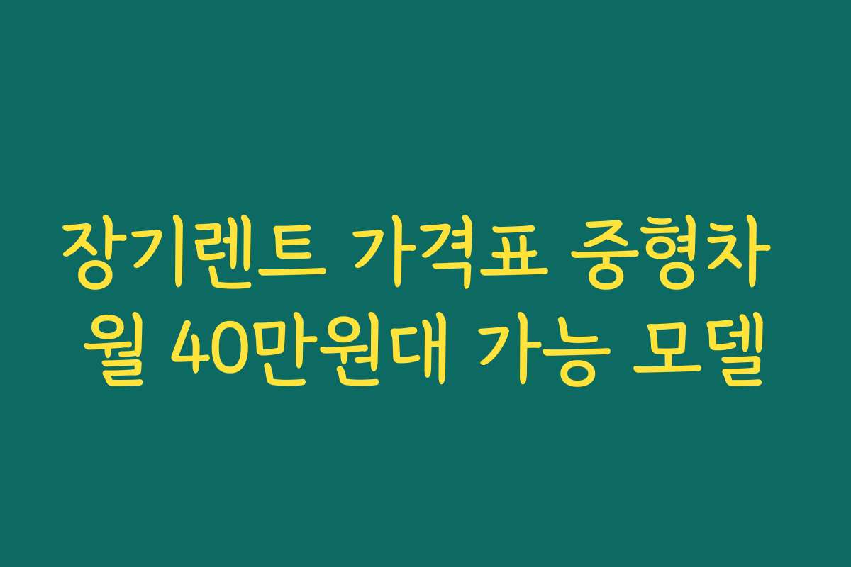 장기렌트 가격표 중형차 월 40만원대 가능 모델