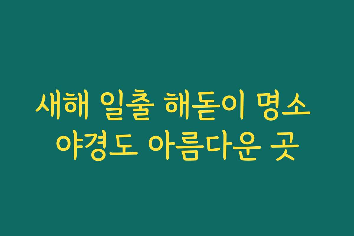 새해 일출 해돋이 명소 야경도 아름다운 곳