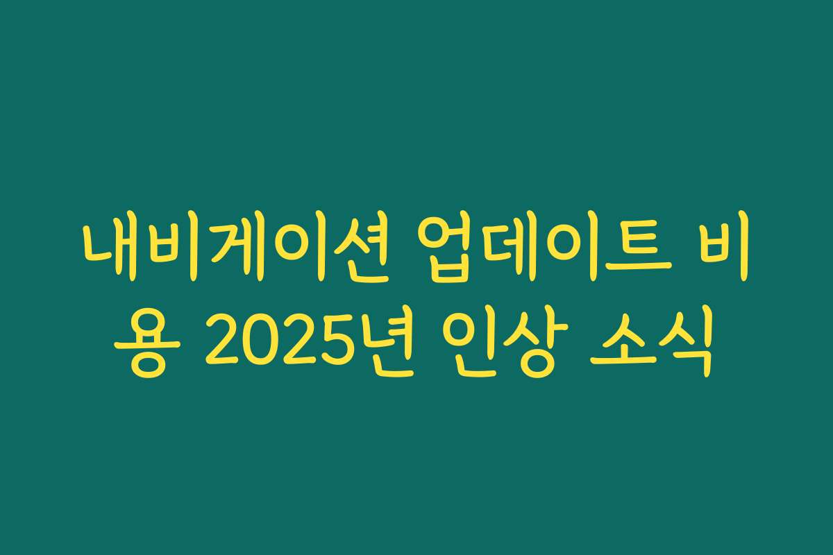 내비게이션 업데이트 비용 2025년 인상 소식