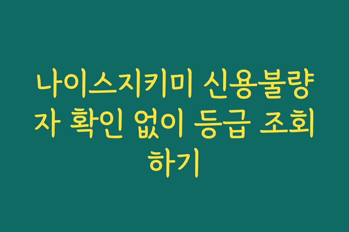 나이스지키미 신용불량자 확인 없이 등급 조회하기