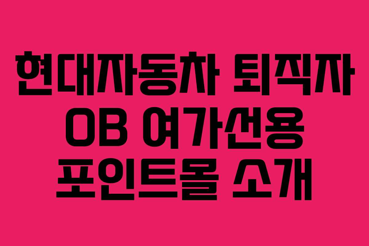 현대자동차 퇴직자 OB 여가선용 포인트몰 소개
