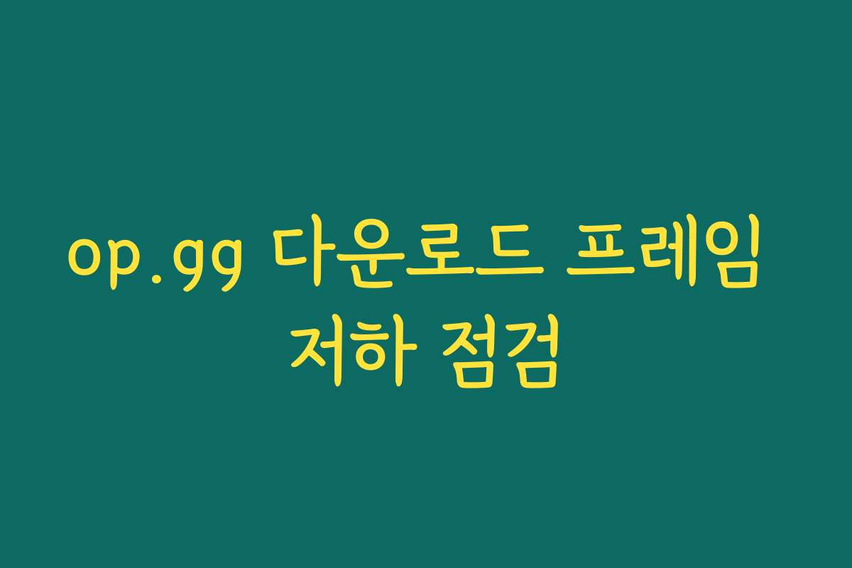 op.gg 다운로드 프레임 저하 점검