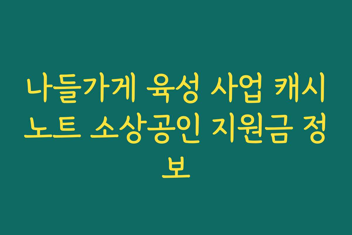 나들가게 육성 사업 캐시노트 소상공인 지원금 정보