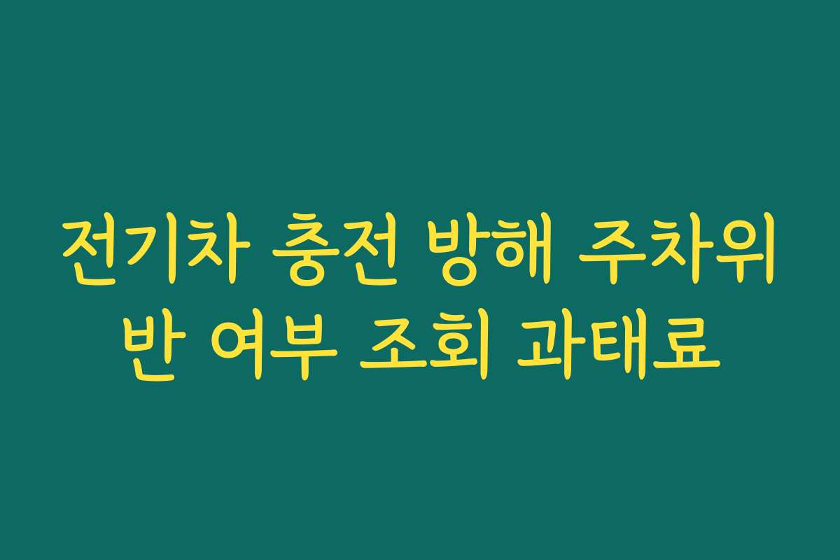 전기차 충전 방해 주차위반 여부 조회 과태료