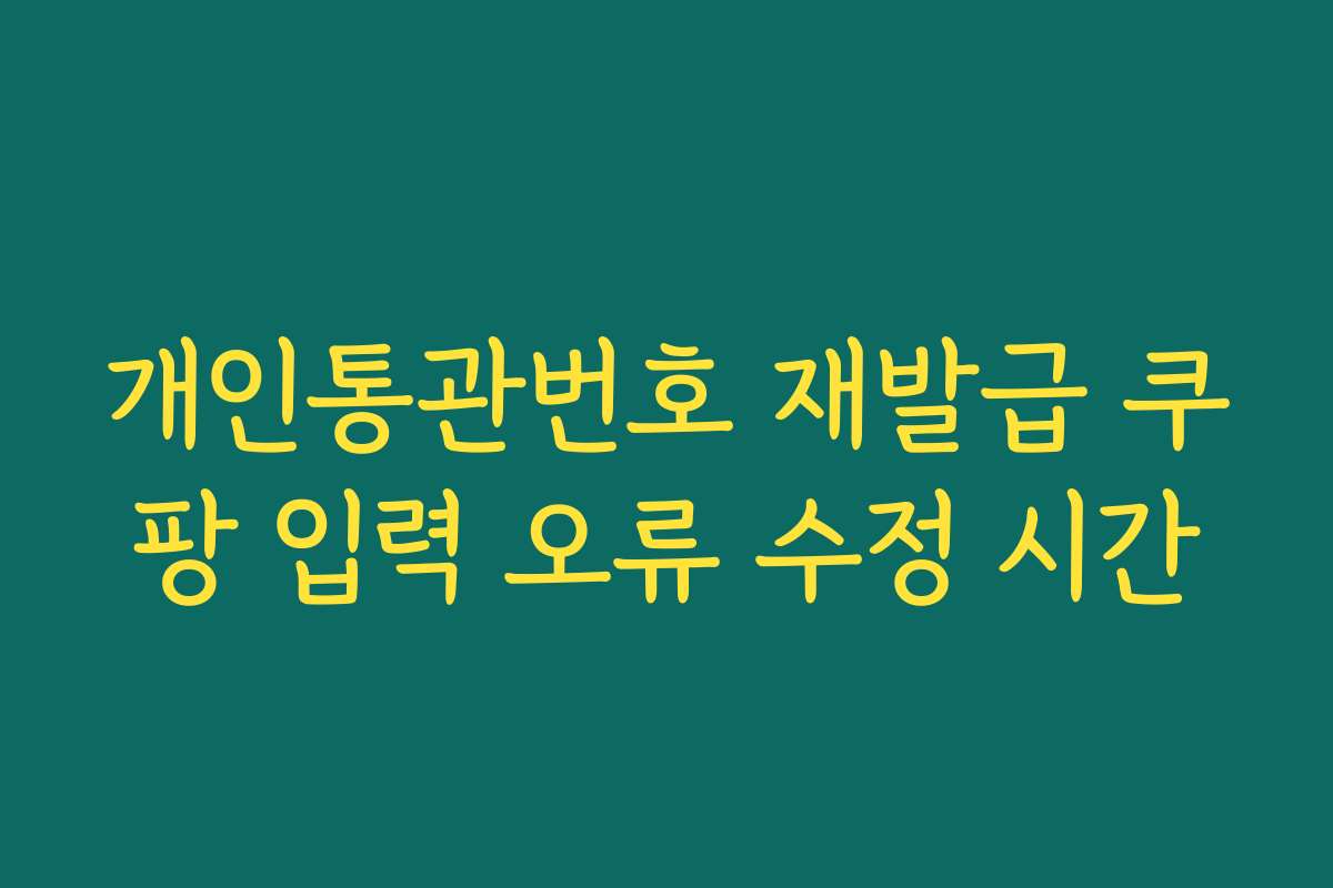 개인통관번호 재발급 쿠팡 입력 오류 수정 시간