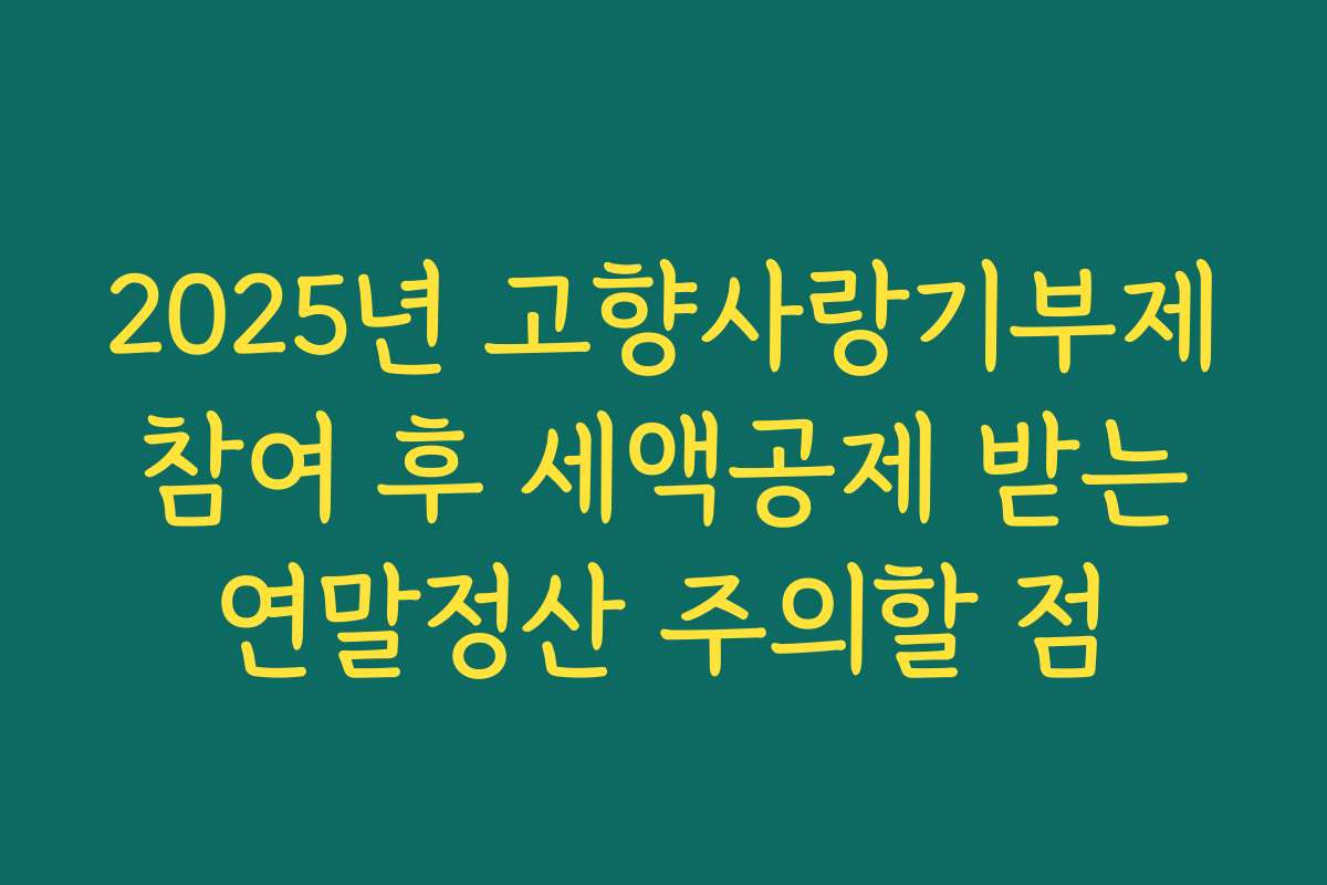 2025년 고향사랑기부제 참여 후 세액공제 받는 연말정산 주의할 점