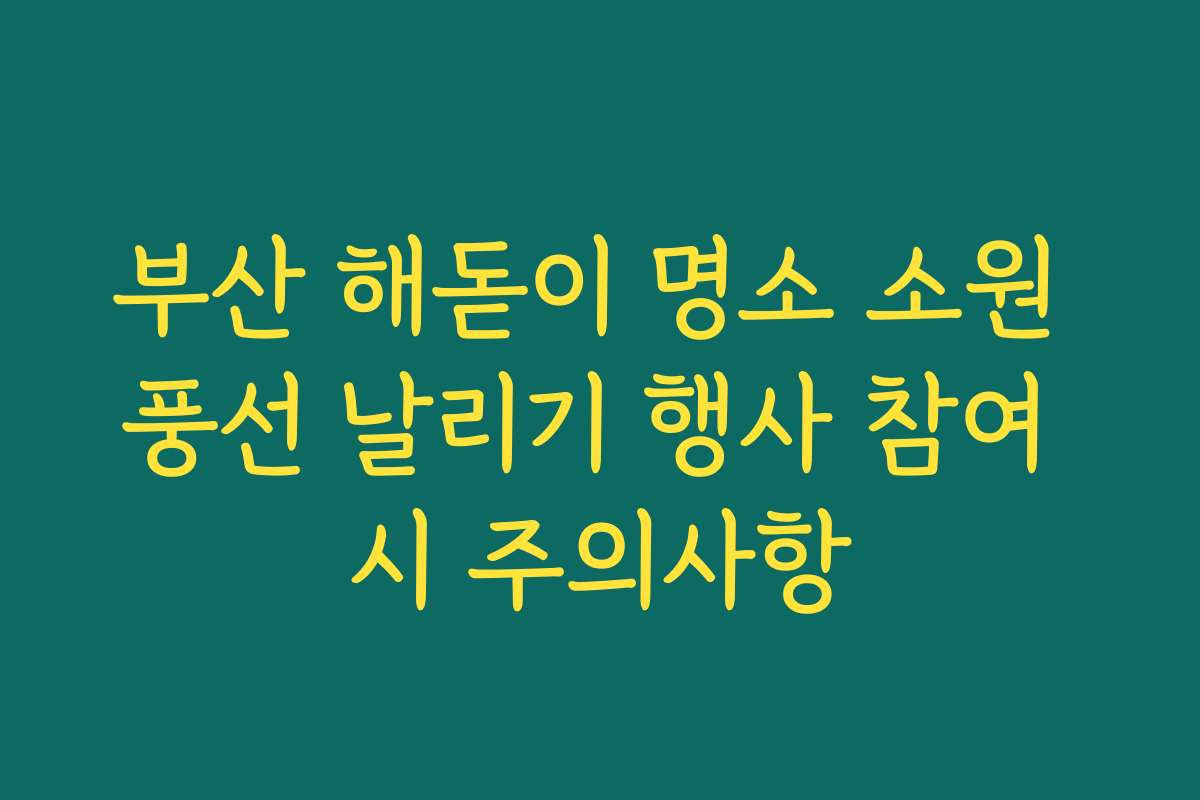 부산 해돋이 명소 소원 풍선 날리기 행사 참여 시 주의사항
