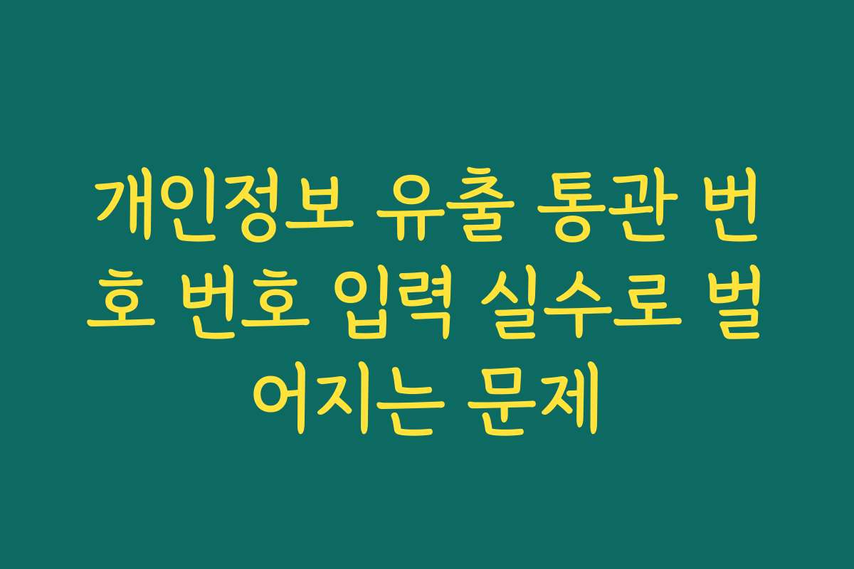 개인정보 유출 통관 번호 번호 입력 실수로 벌어지는 문제