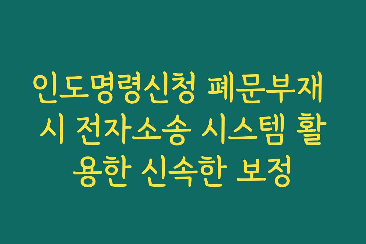 인도명령신청 폐문부재 시 전자소송 시스템 활용한 신속한 보정