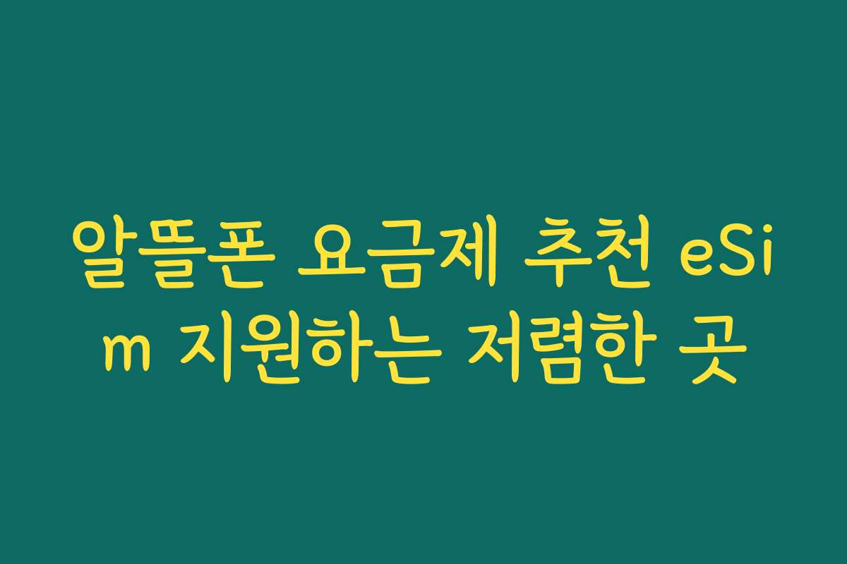 알뜰폰 요금제 추천 eSim 지원하는 저렴한 곳