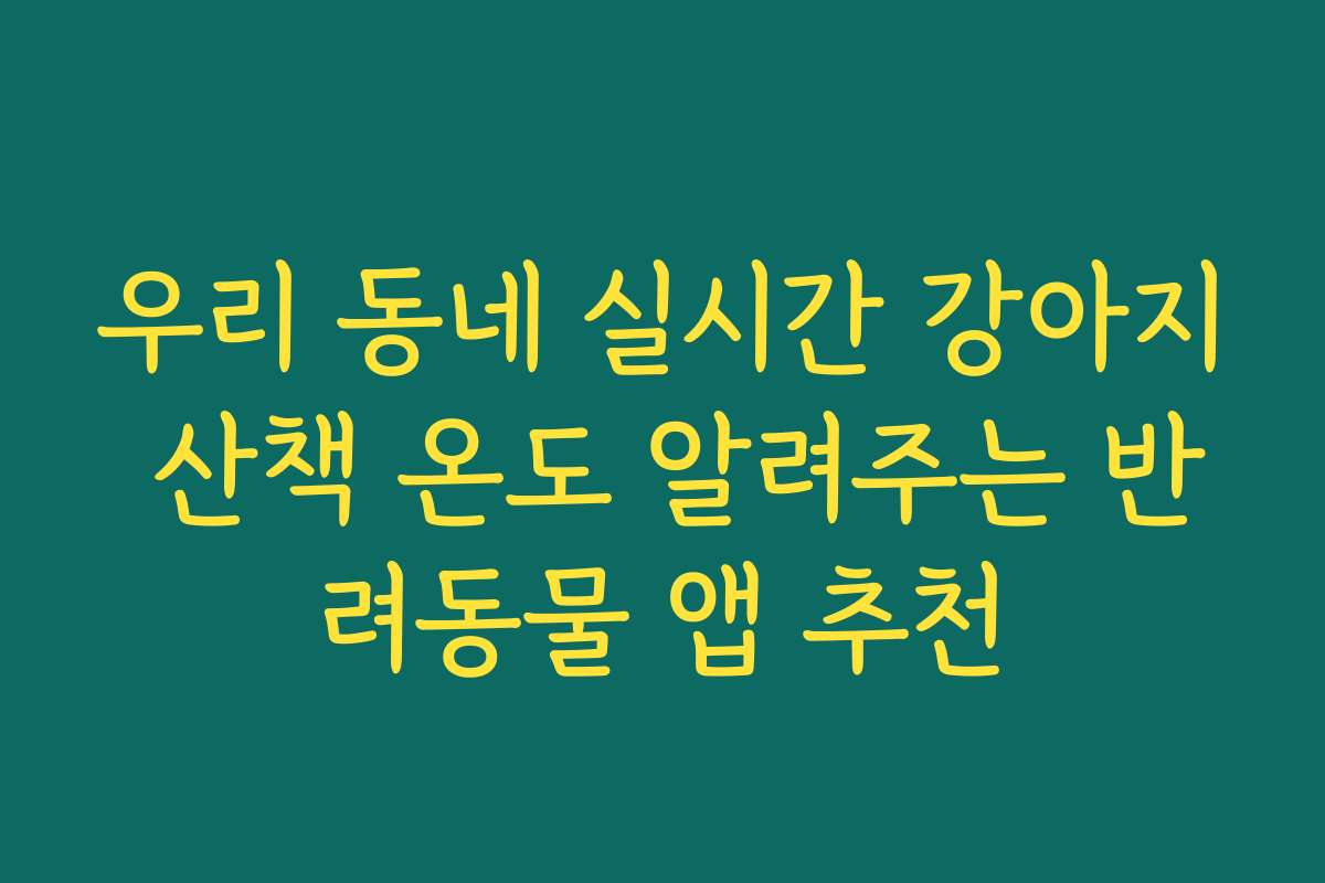 우리 동네 실시간 강아지 산책 온도 알려주는 반려동물 앱 추천