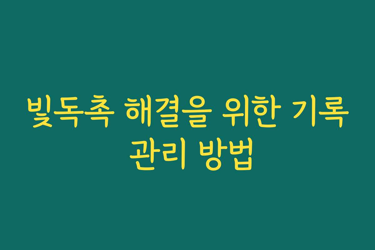빛독촉 해결을 위한 기록 관리 방법