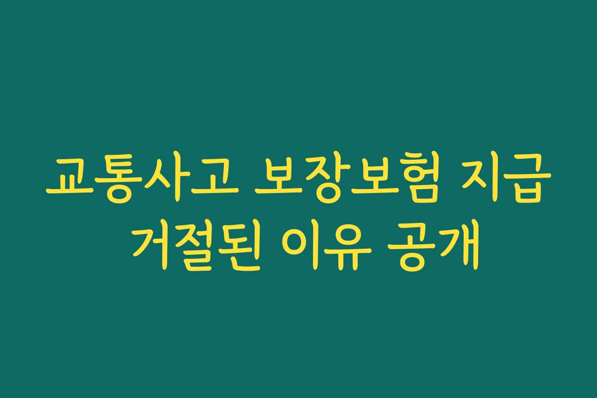 교통사고 보장보험 지급 거절된 이유 공개