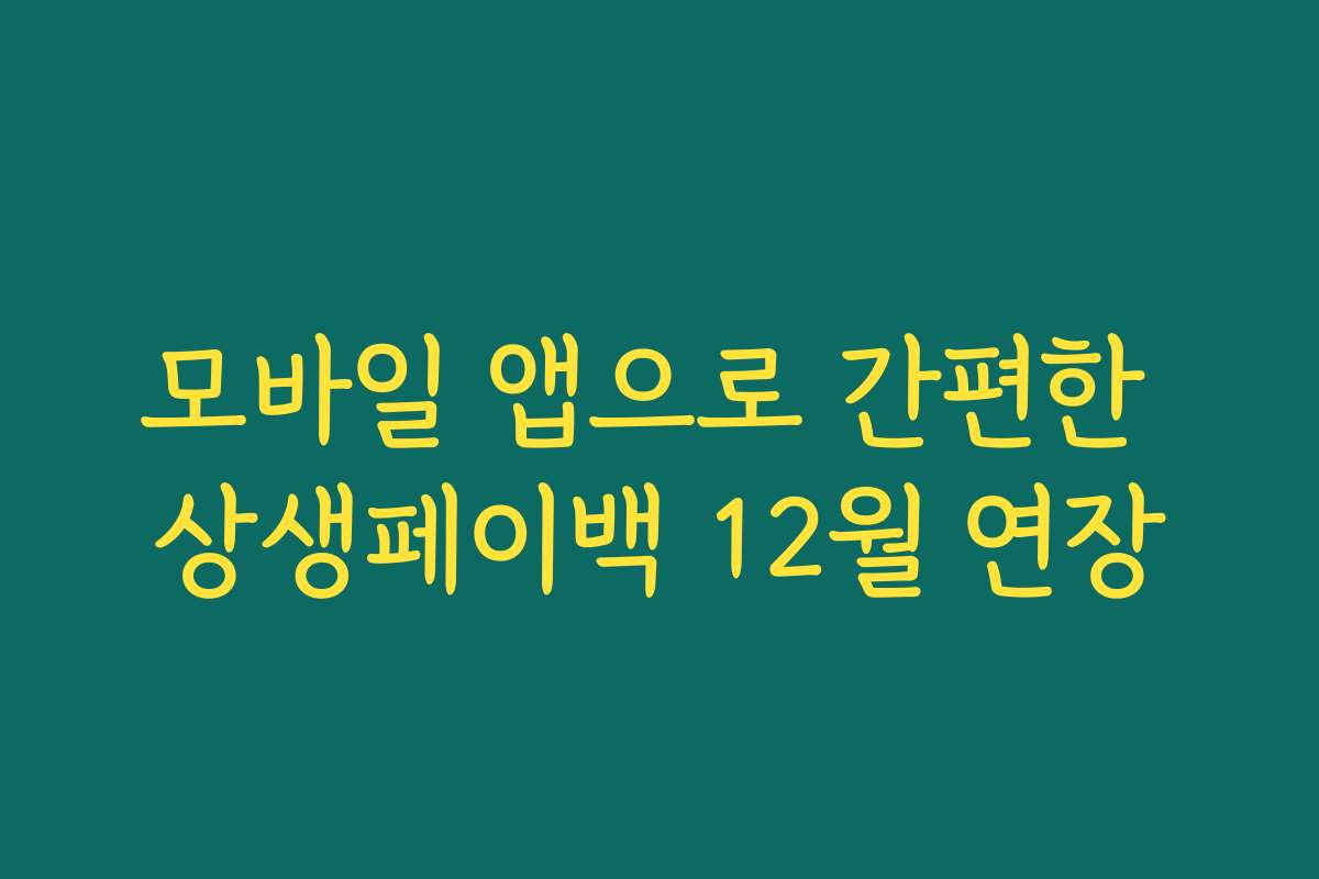 모바일 앱으로 간편한 상생페이백 12월 연장