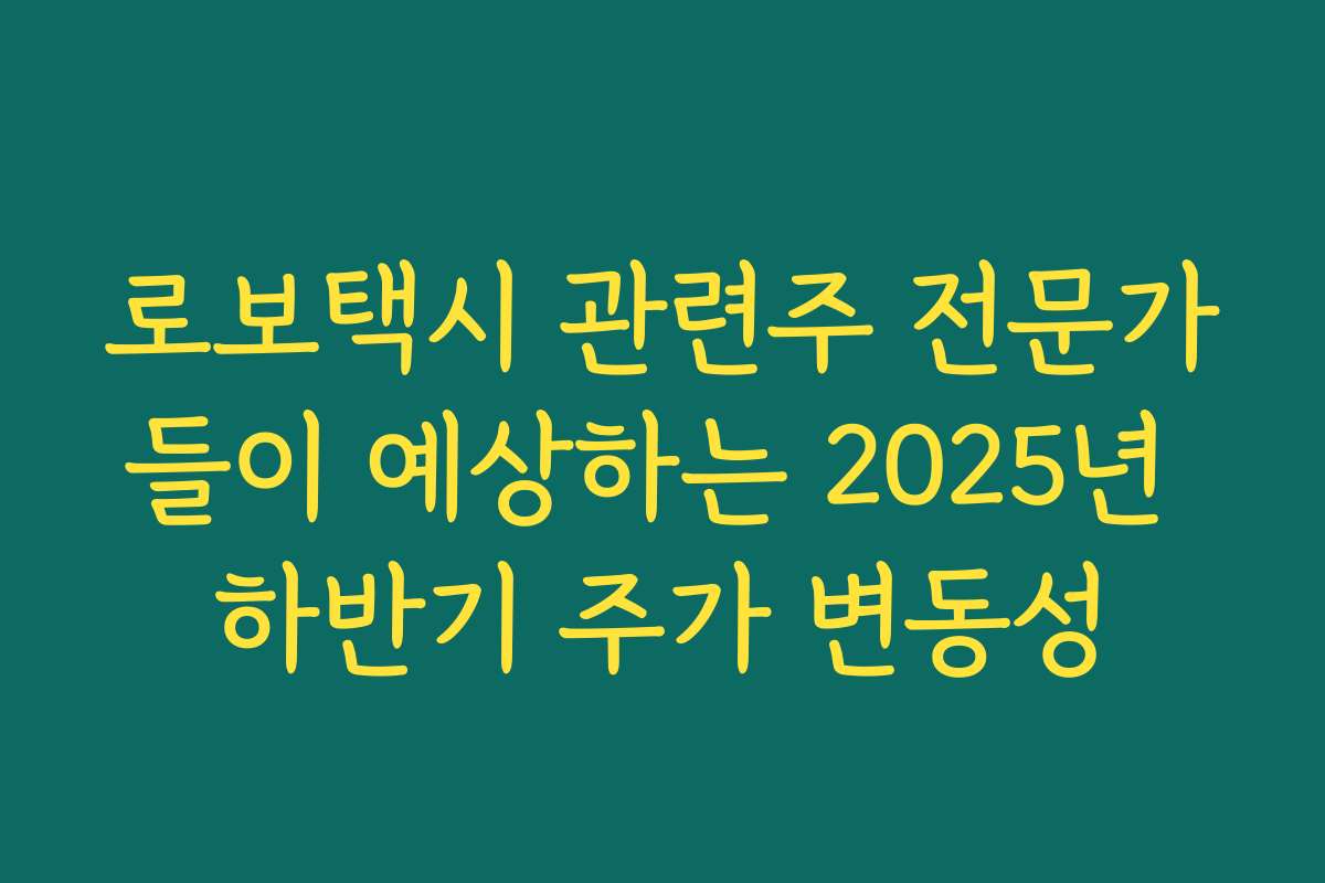 로보택시 관련주 전문가들이 예상하는 2025년 하반기 주가 변동성