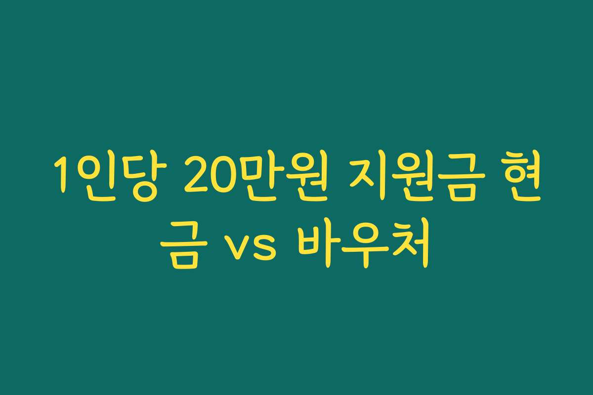 1인당 20만원 지원금 현금 vs 바우처