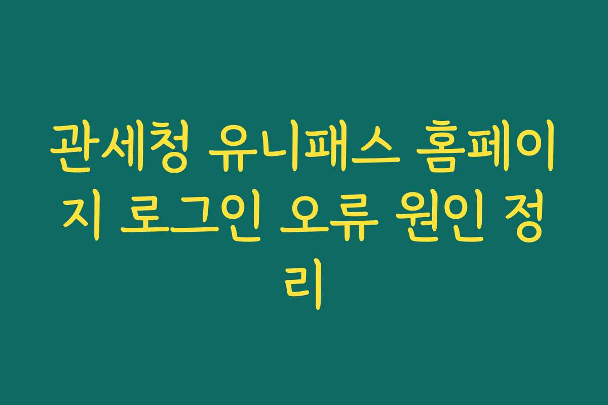 관세청 유니패스 홈페이지 로그인 오류 원인 정리