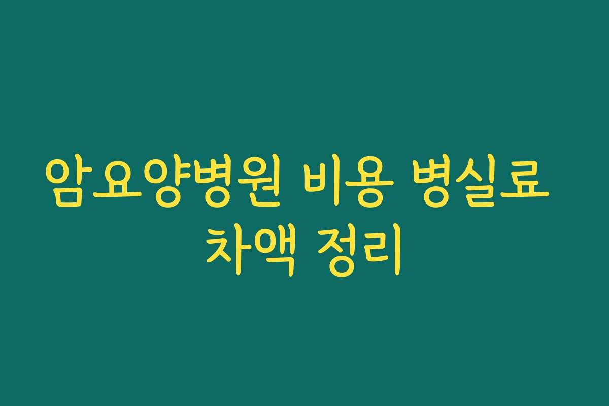 암요양병원 비용 병실료 차액 정리