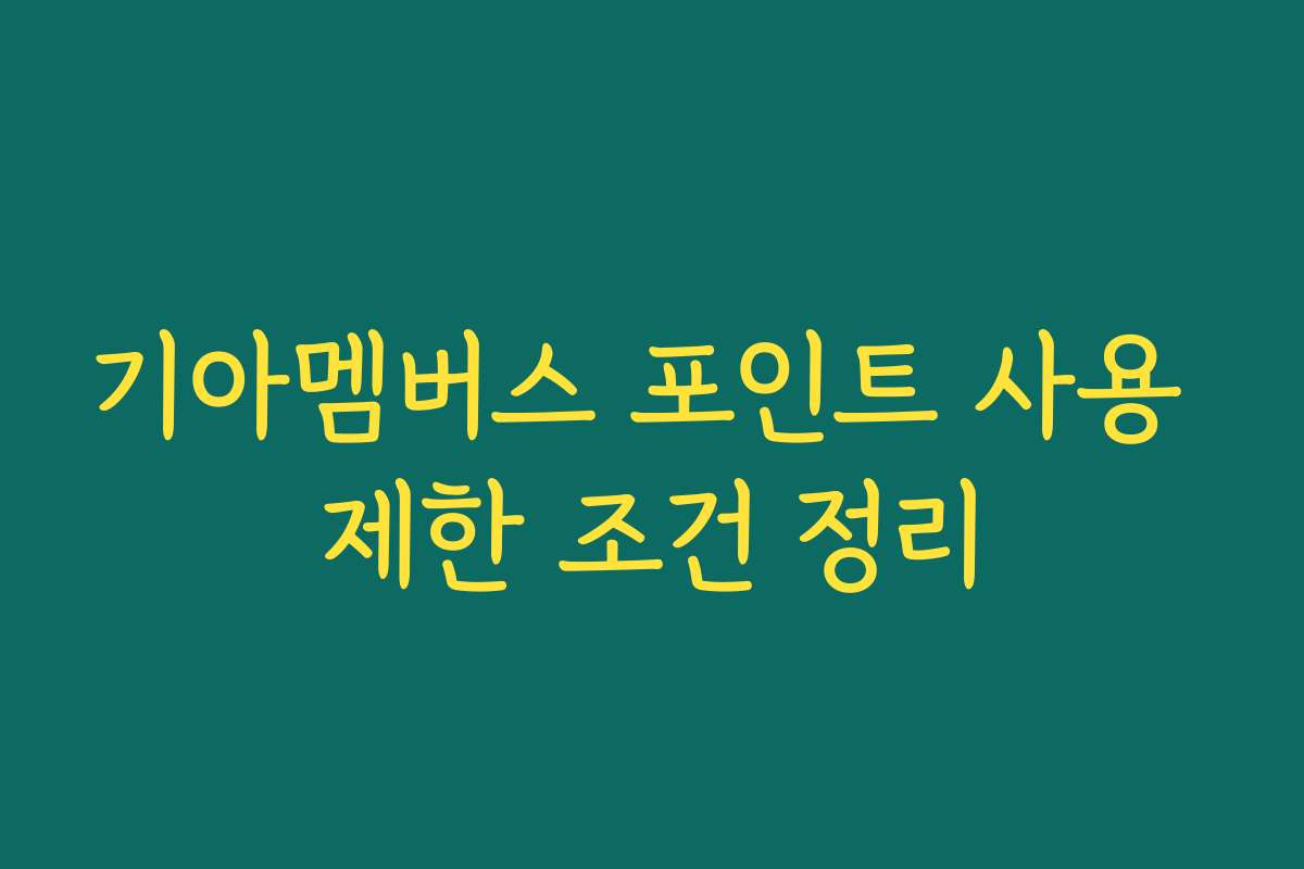 기아멤버스 포인트 사용 제한 조건 정리