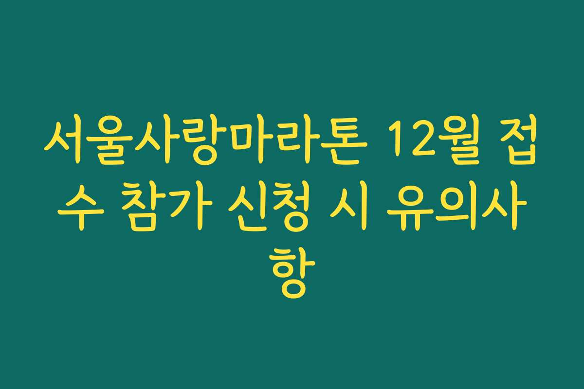 서울사랑마라톤 12월 접수 참가 신청 시 유의사항