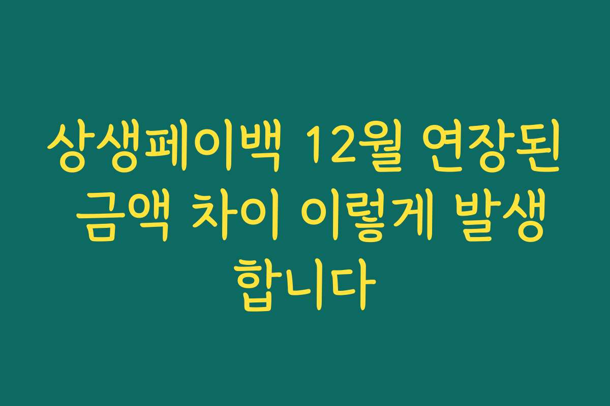 상생페이백 12월 연장된 금액 차이 이렇게 발생합니다