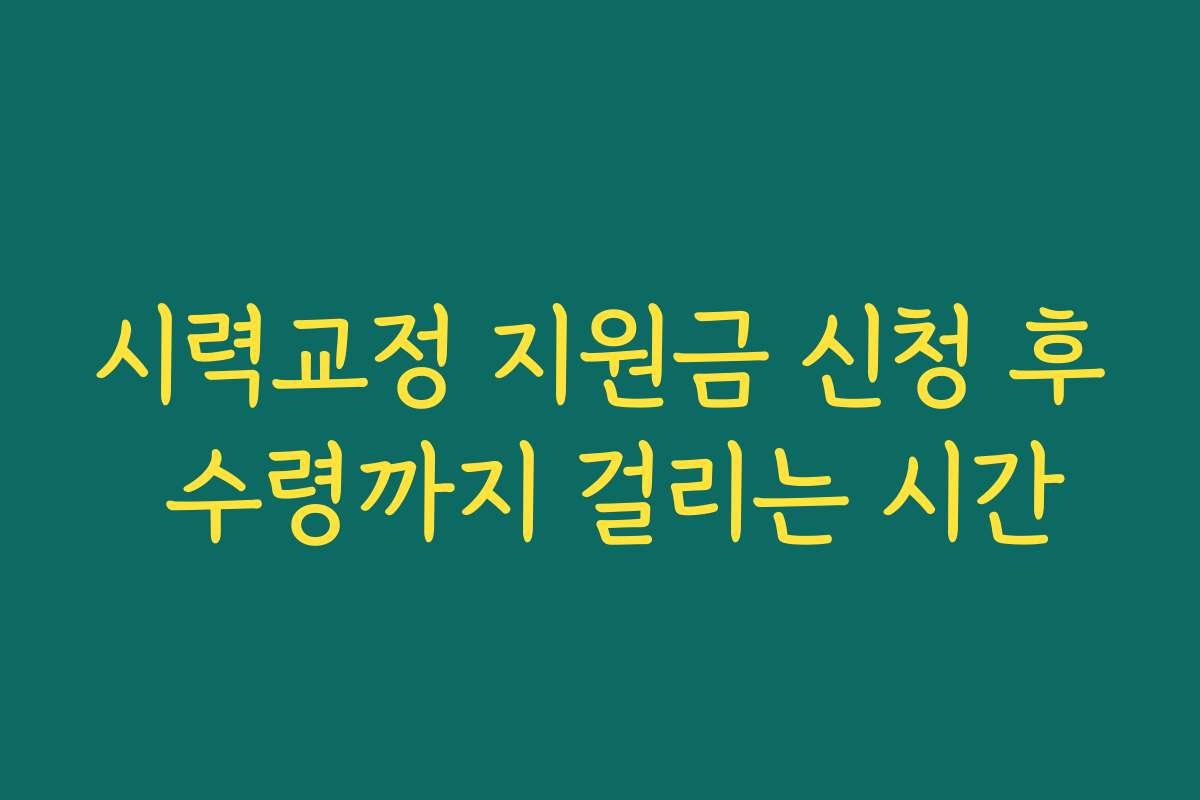 시력교정 지원금 신청 후 수령까지 걸리는 시간
