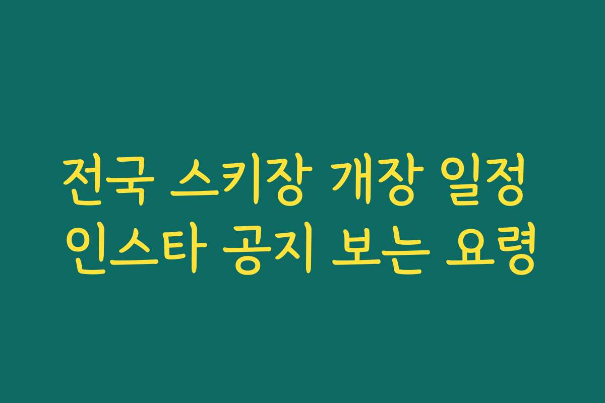 전국 스키장 개장 일정 인스타 공지 보는 요령