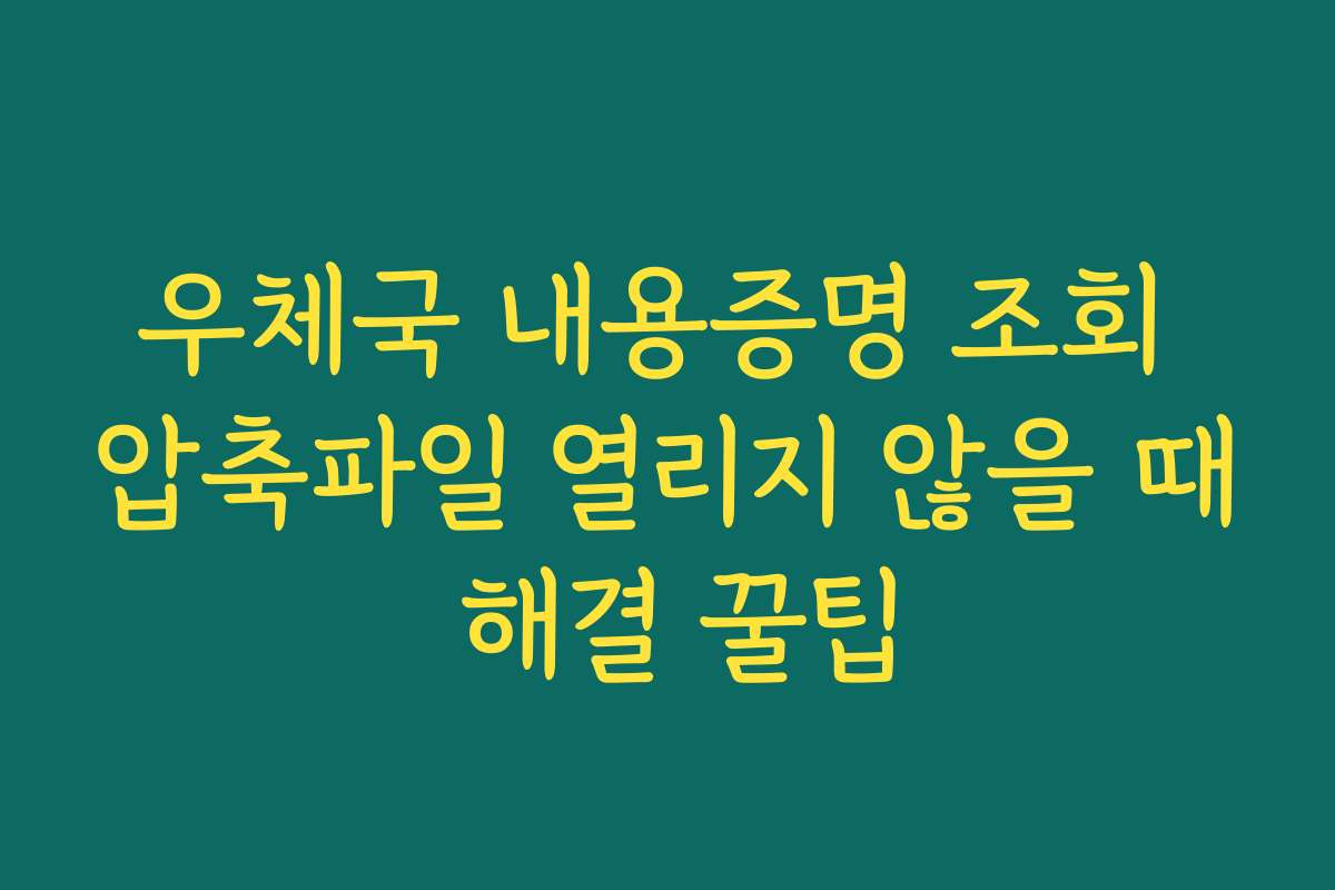 우체국 내용증명 조회 압축파일 열리지 않을 때 해결 꿀팁