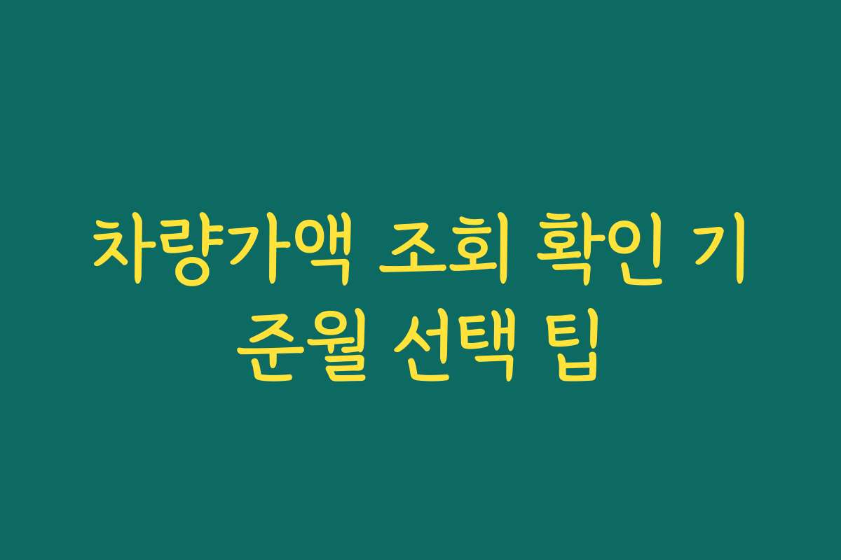 차량가액 조회 확인 기준월 선택 팁