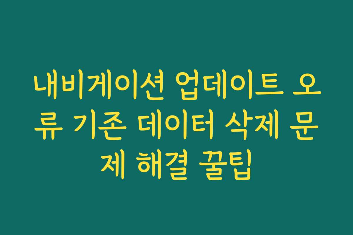 내비게이션 업데이트 오류 기존 데이터 삭제 문제 해결 꿀팁