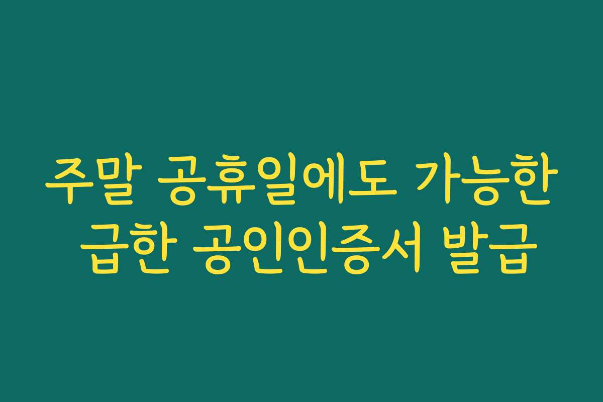 주말 공휴일에도 가능한 급한 공인인증서 발급