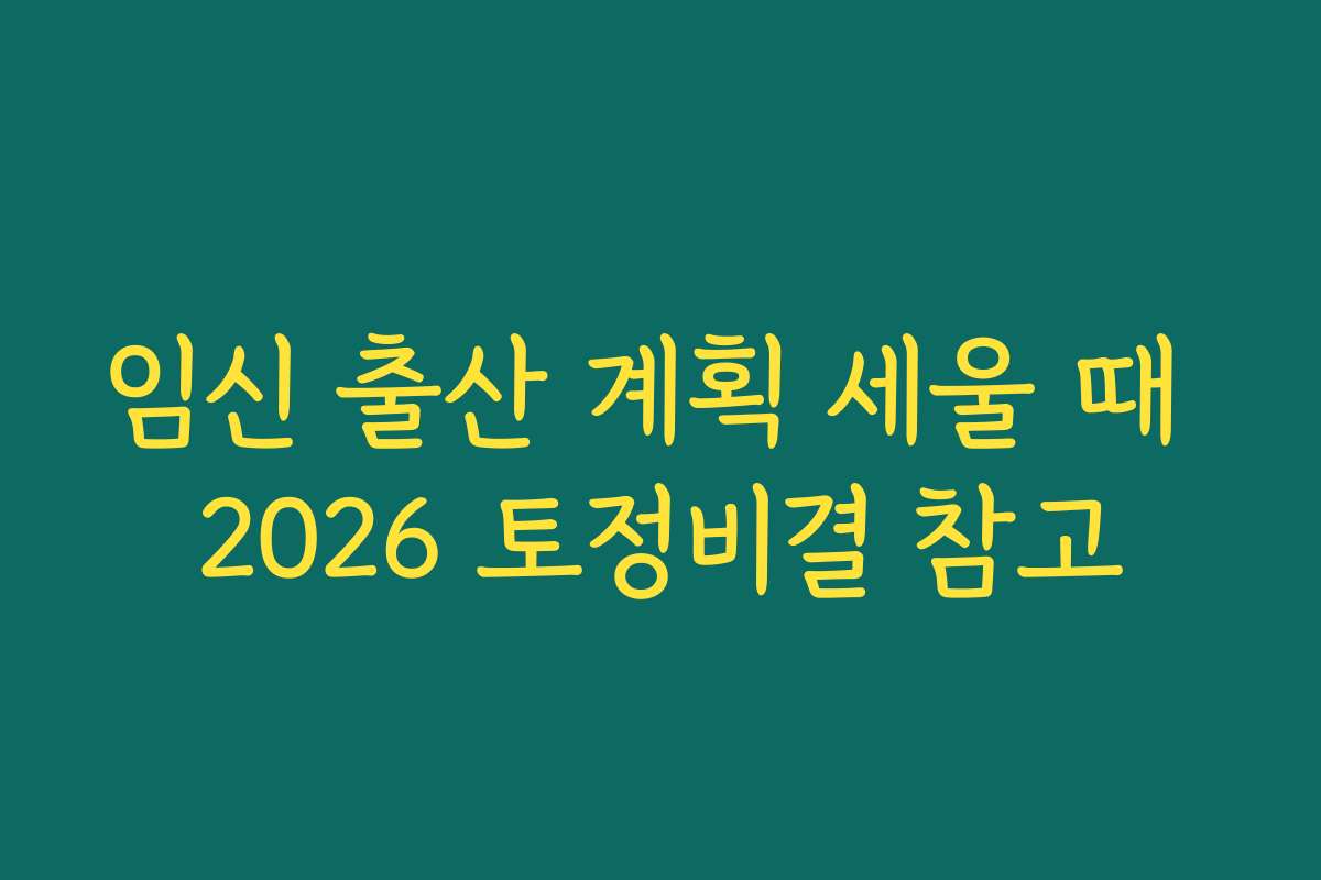 임신 출산 계획 세울 때 2026 토정비결 참고