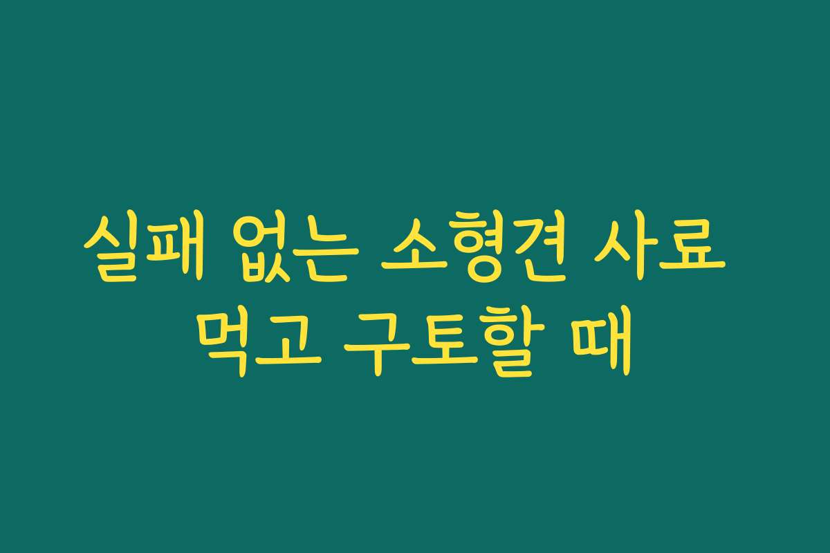 실패 없는 소형견 사료 먹고 구토할 때