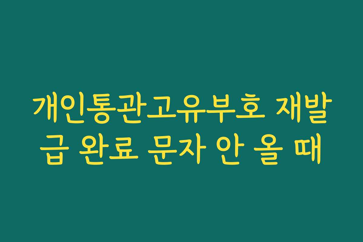 개인통관고유부호 재발급 완료 문자 안 올 때