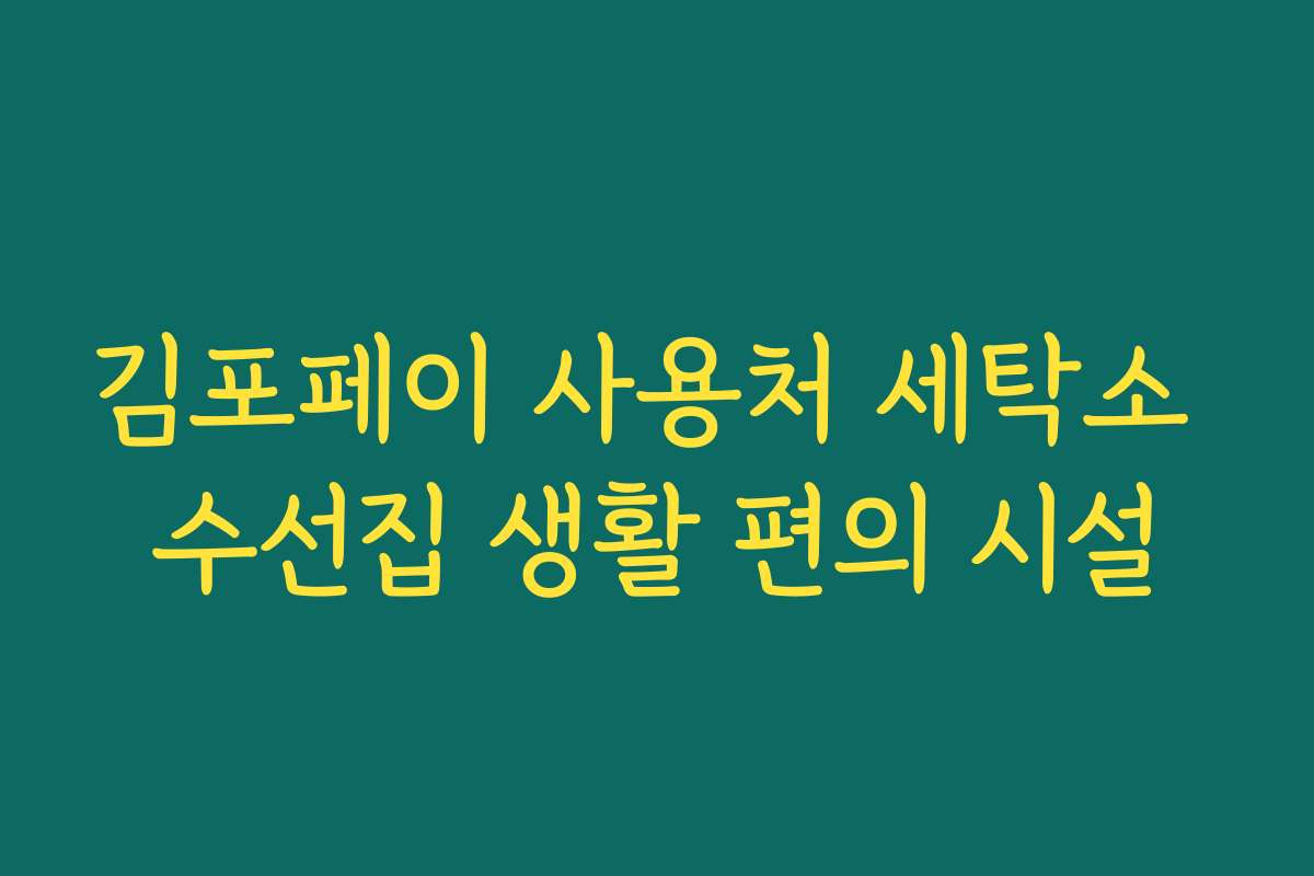 김포페이 사용처 세탁소 수선집 생활 편의 시설