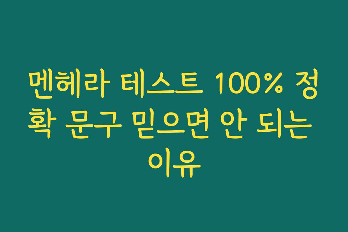 멘헤라 테스트 100% 정확 문구 믿으면 안 되는 이유
