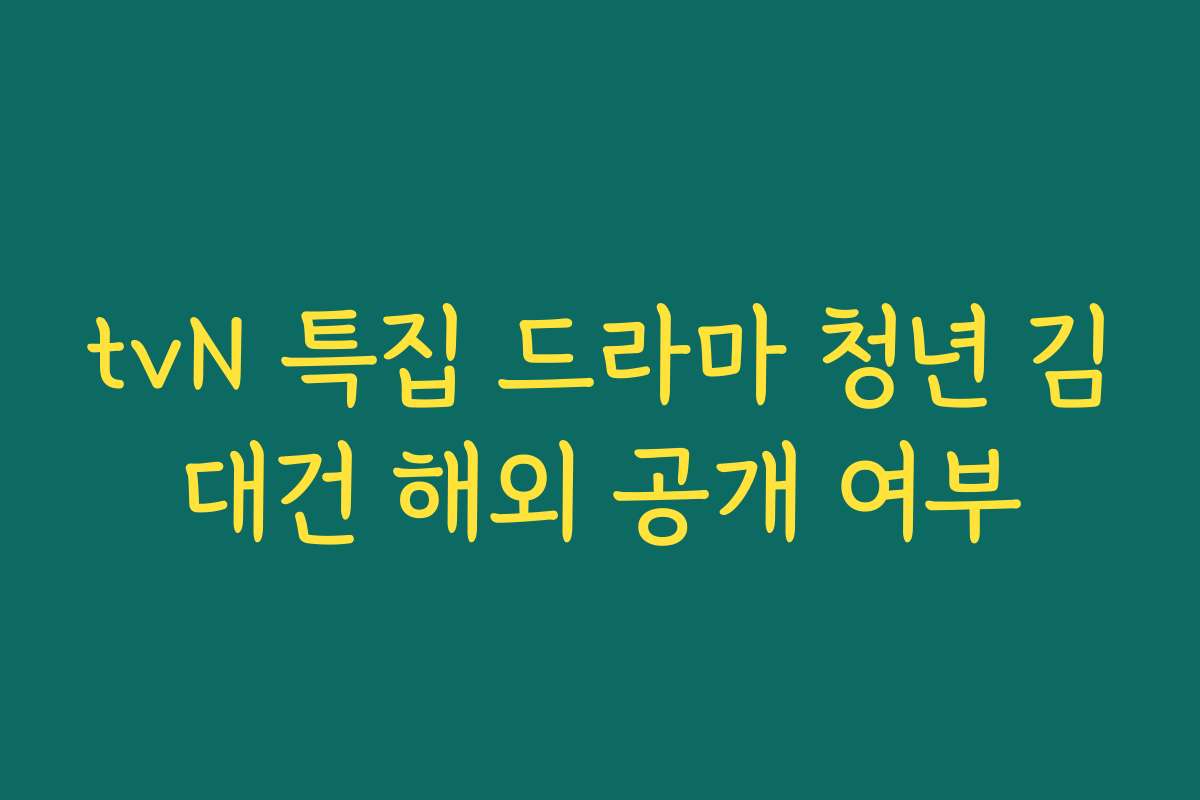 tvN 특집 드라마 청년 김대건 해외 공개 여부