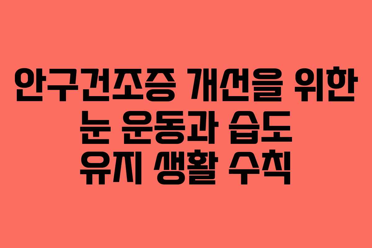 안구건조증 개선을 위한 눈 운동과 습도 유지 생활 수칙