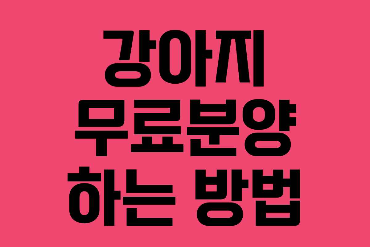 강아지 무료분양 하는 방법