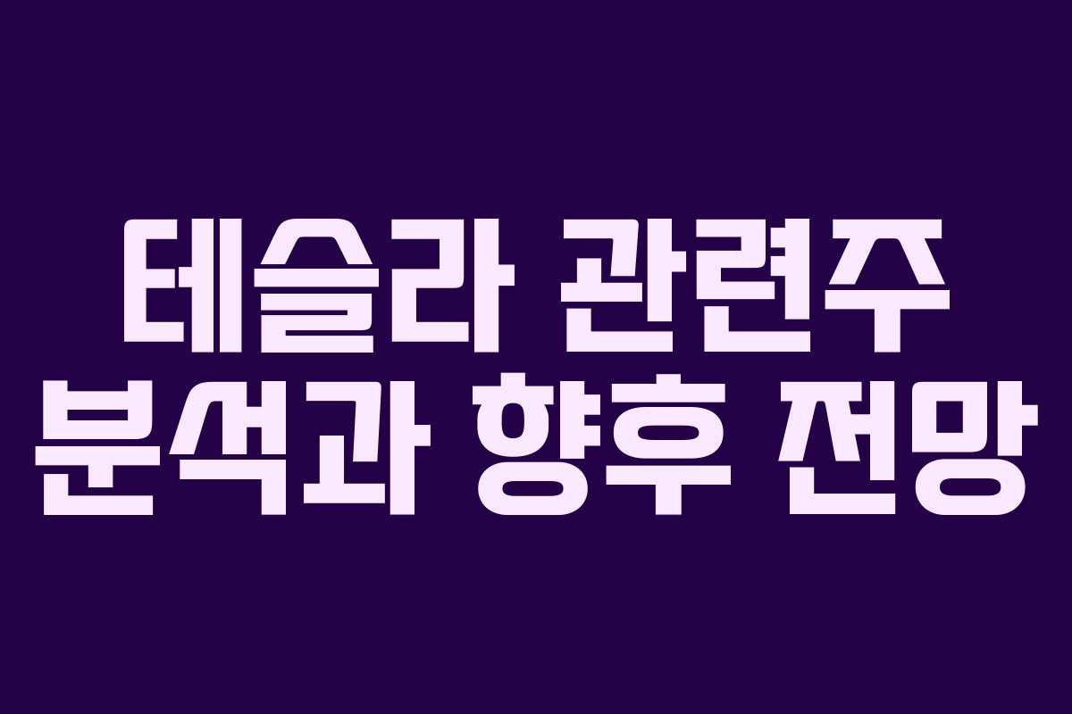 테슬라 관련주 분석과 향후 전망