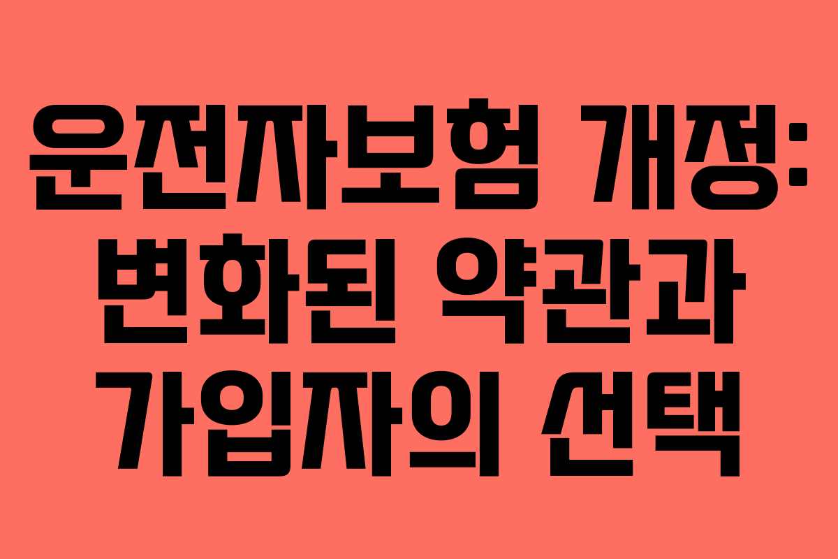 운전자보험 개정: 변화된 약관과 가입자의 선택