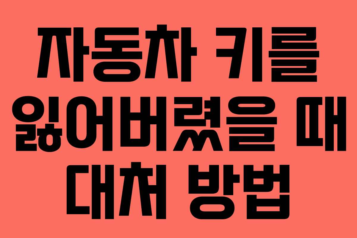 자동차 키를 잃어버렸을 때 대처 방법