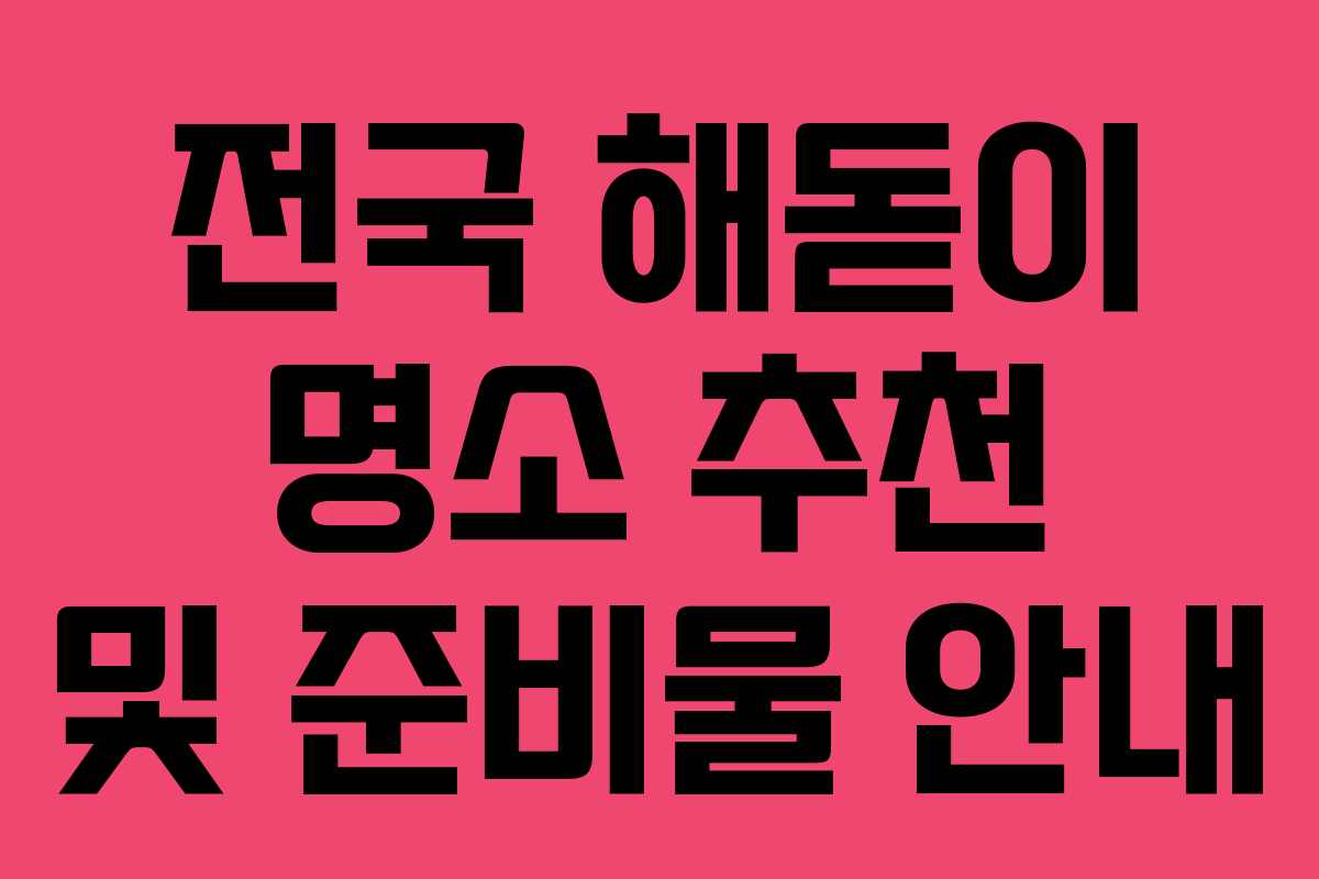 전국 해돋이 명소 추천 및 준비물 안내