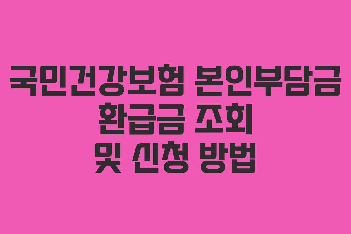 국민건강보험 본인부담금 환급금 조회 및 신청 방법