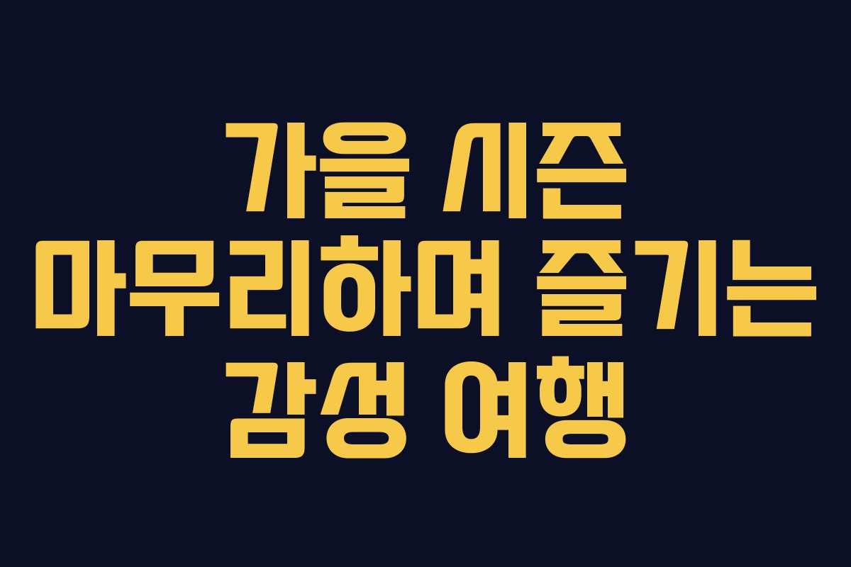 가을 시즌 마무리하며 즐기는 감성 여행