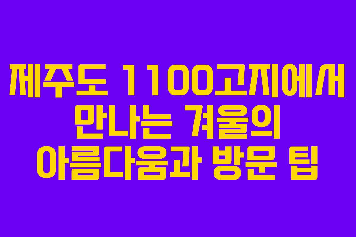 제주도 1100고지에서 만나는 겨울의 아름다움과 방문 팁