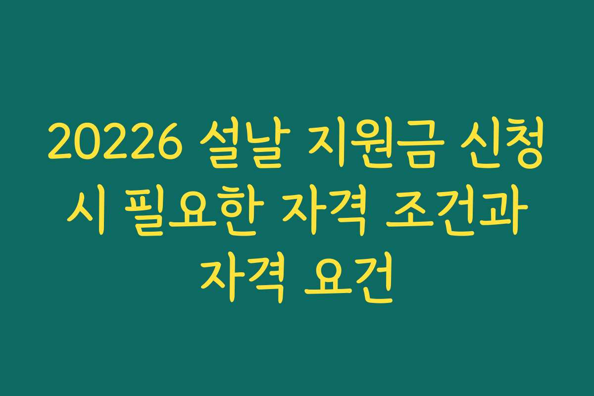 20226 설날 지원금 신청 시 필요한 자격 조건과 자격 요건