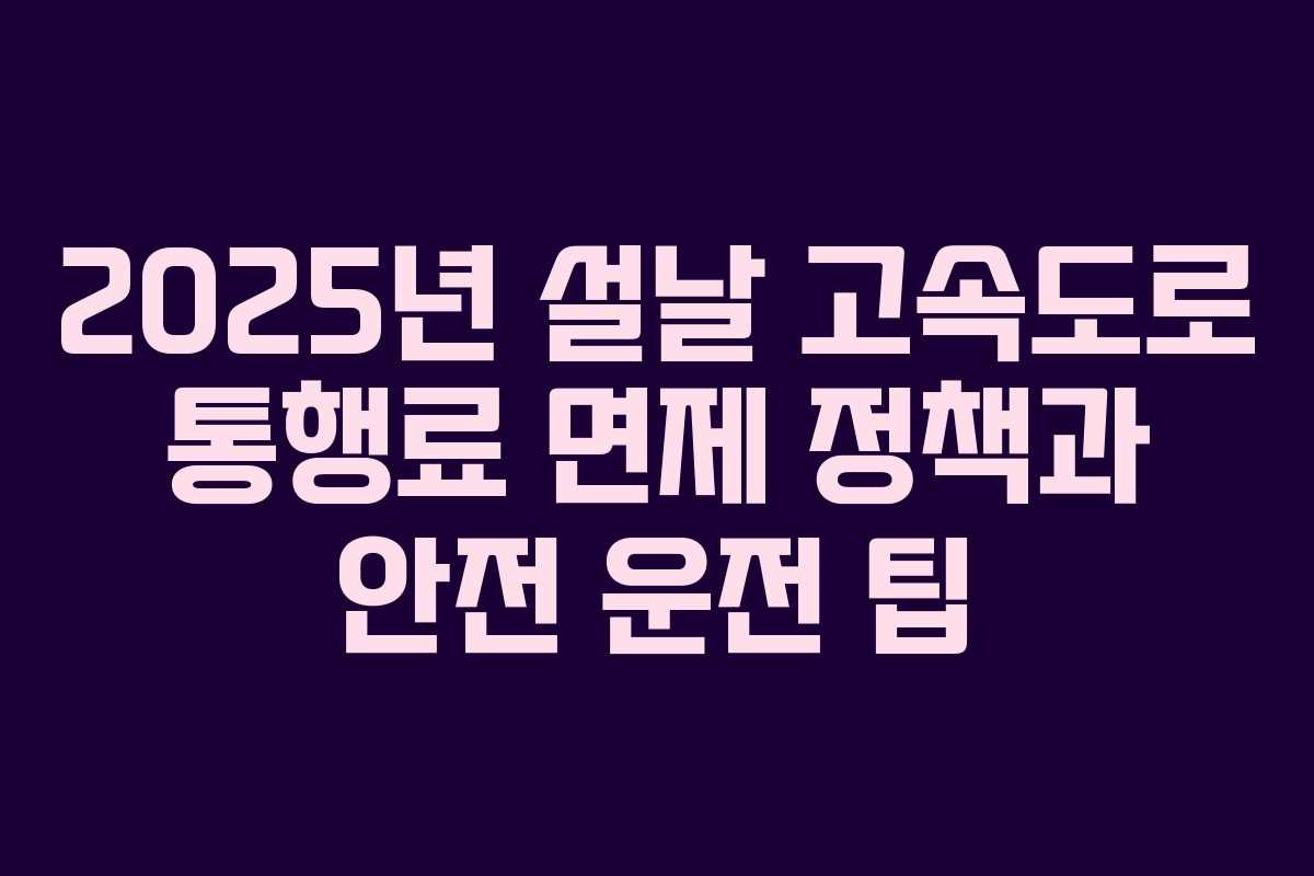 2025년 설날 고속도로 통행료 면제 정책과 안전 운전 팁